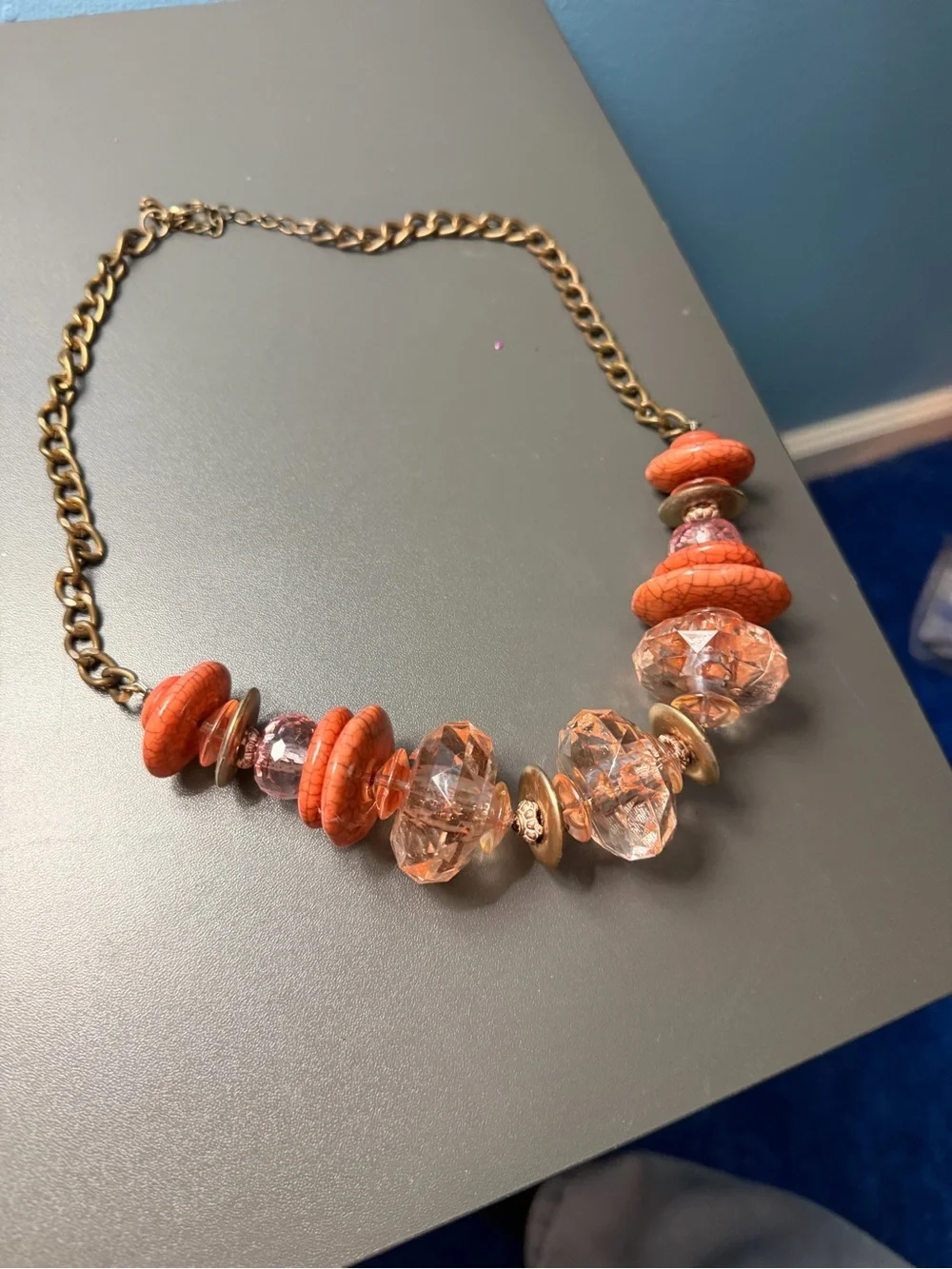 Statement Coral Glass Bead Necklace - Women's Jewelry